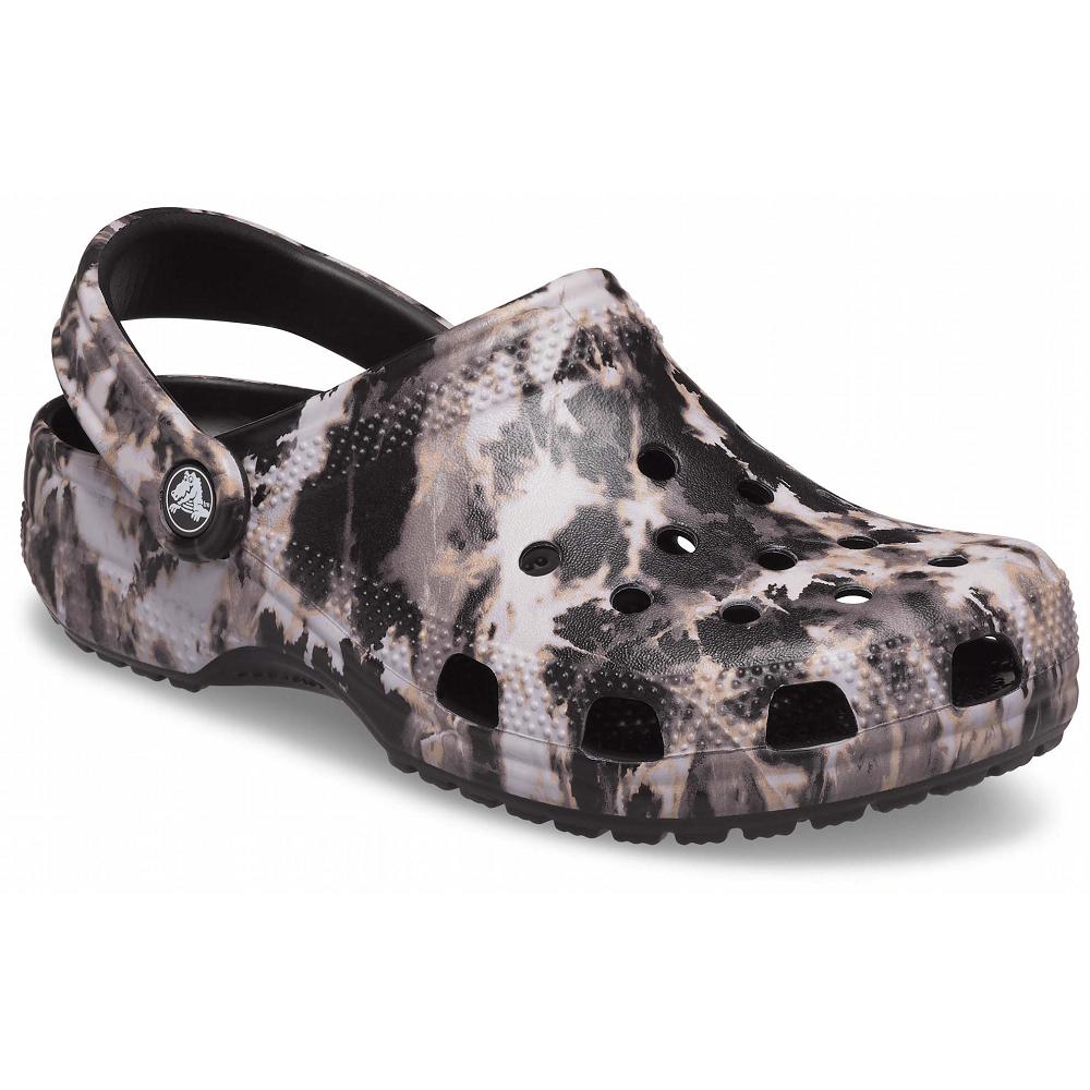 Black / Taupe Women's Crocs Classic Bleach Dye Clogs | NZ 0112ILHS